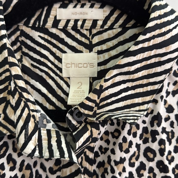 Chico’s cheetah zebra print button down size 2-medium - Picture 4 of 5